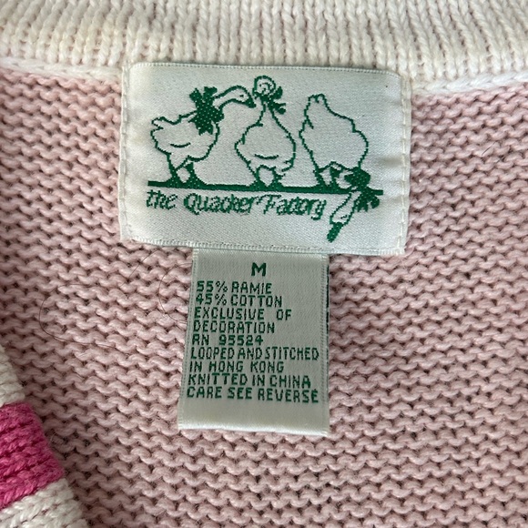 Quacker Factory Pink Summertime Novelty Cardigan Sweater Button Covers Size M - Picture 7 of 16